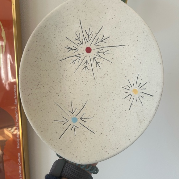 Vintage MCM Starburst Speckled Cleminson California Pottery Pedestal Dish Bowl - Picture 3 of 8